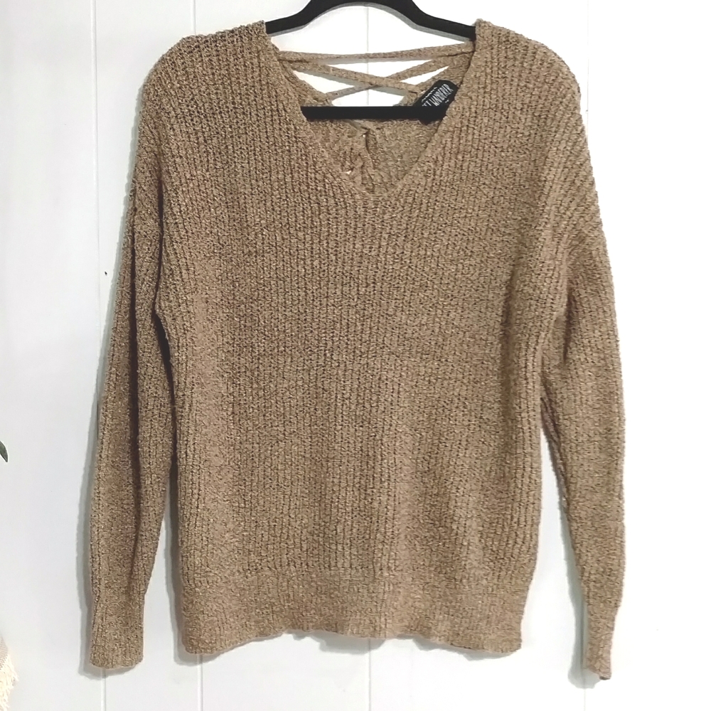Sweet Wanderer Cozy Sweater with Lace Up Back